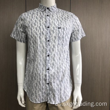 Camisa de manga corta con estampado 100% algodón para hombre